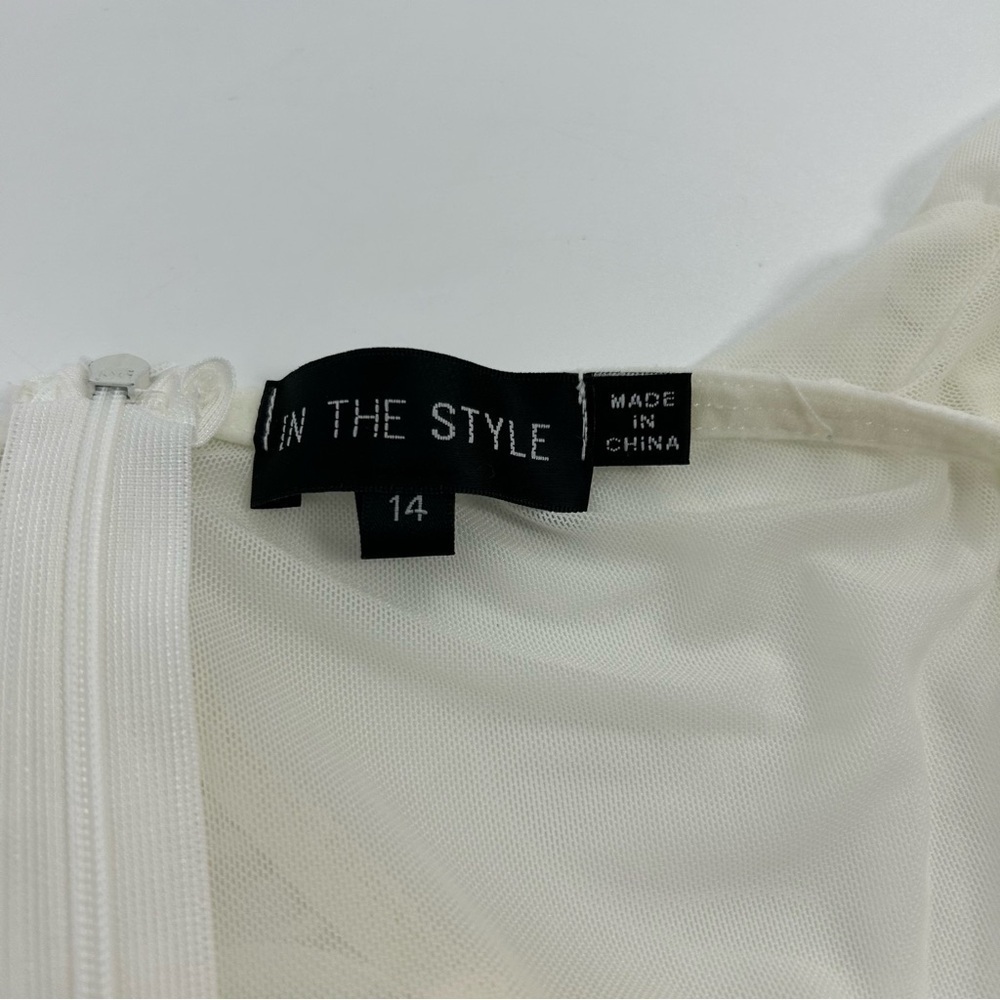 Frenchy style 90s Y2k White Lace Corset Short Sleeve Sleeve Bodysuit Back Zip 14 - Picture 6 of 9